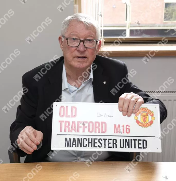 Icons Sir Alex Ferguson Signed Old Trafford Street Sign