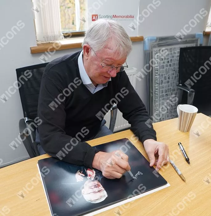 Icons Sir Alex Ferguson Signed Photo In Black Wooden Frame: The Boss