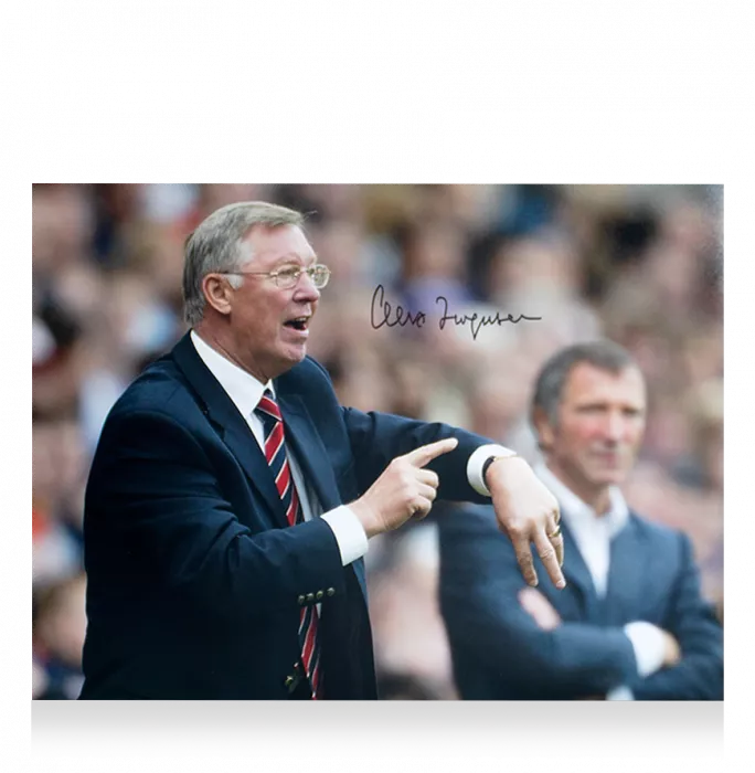 Icons Sir Alex Ferguson Signed Photo In Black Wooden Frame: Fergie Time