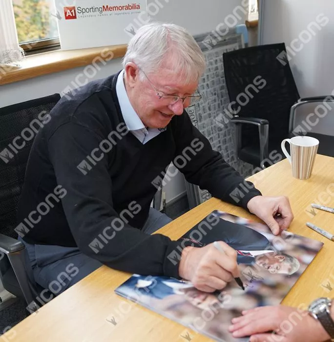 Icons Sir Alex Ferguson Signed Photo In Black Wooden Frame: Fergie Time