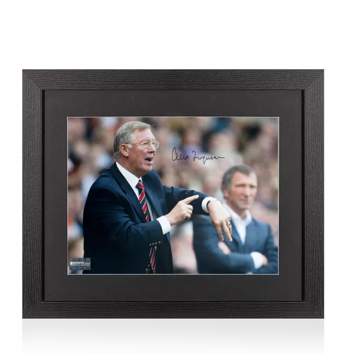 icons Sir Alex Ferguson Signed Photo In Black Wooden Frame: Fergie Time