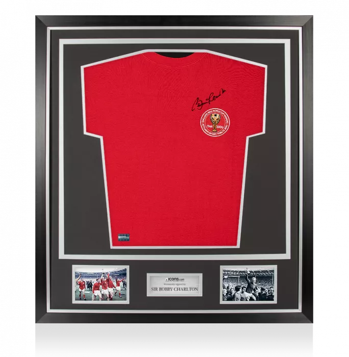 icons Sir Bobby Charlton Front Signed England 1966 Shirt In Classic Frame: 40th Anniversary Special Edition