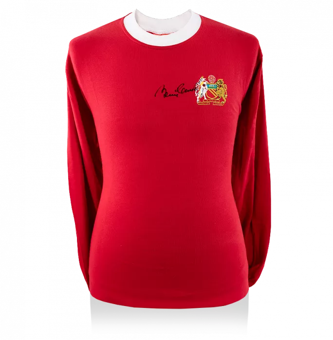 icons Sir Bobby Charlton Front Signed Retro Manchester United Home Shirt
