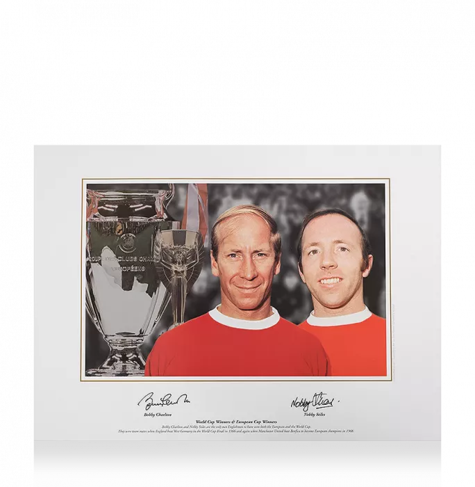 Icons Sir Bobby Charlton & Nobby Stiles Signed Manchester United Print