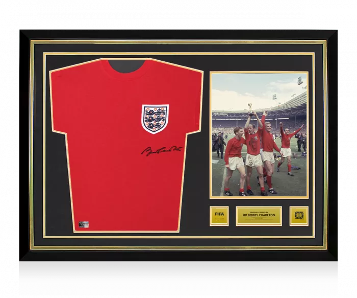 icons Sir Bobby Charlton Official 1966 FIFA World Cup™ Front Signed and Hero Framed England 1966 Shirt