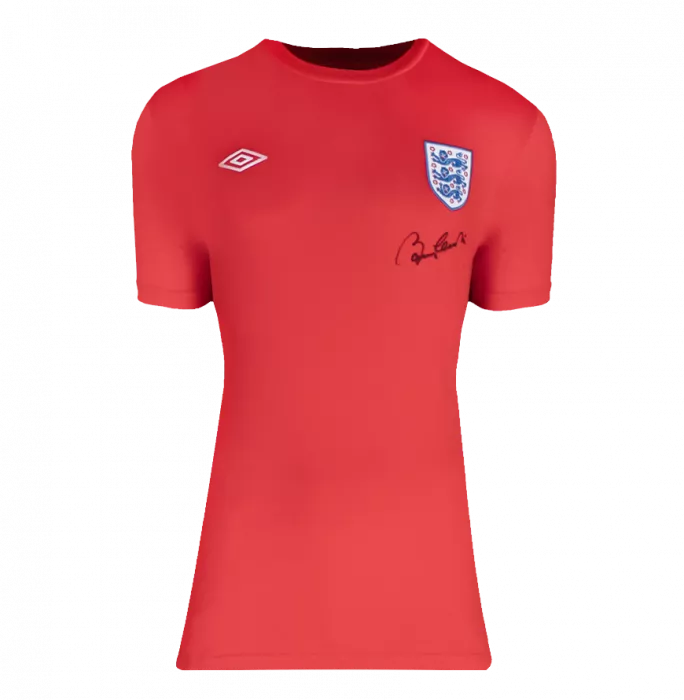 Icons Sir Bobby Charlton Official Ballon D'Or™ Front Signed And Hero Framed England T-Shirt