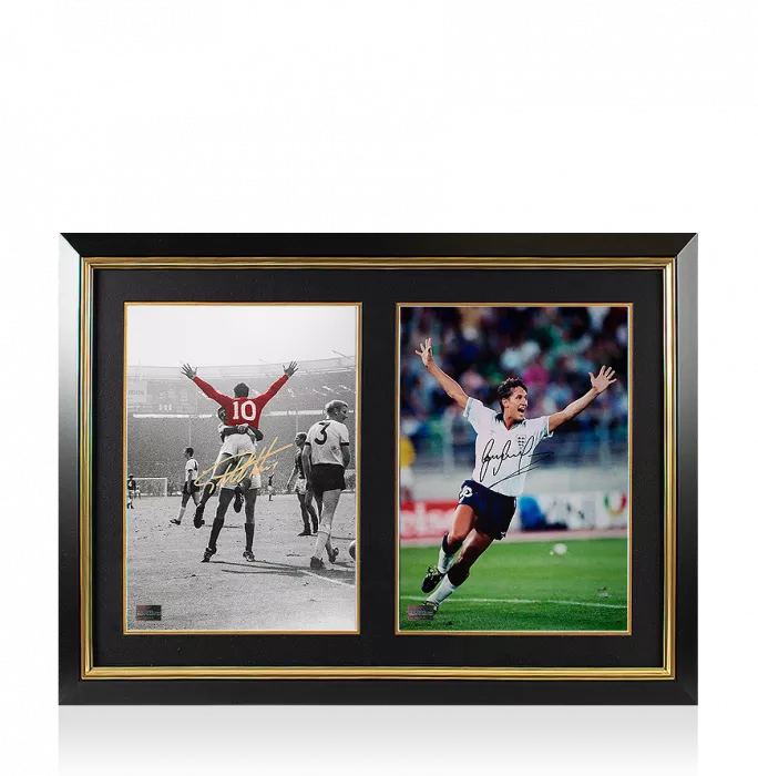 Icons Sir Geoff Hurst & Gary Lineker Signed England Photos In Dual Photo Frame
