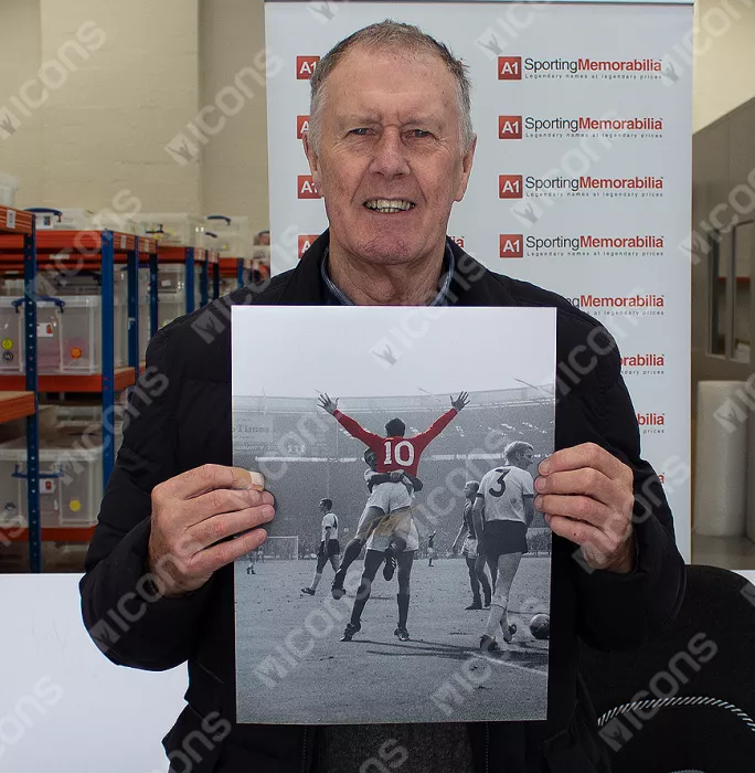 Icons Sir Geoff Hurst Gold Signed England Photo: Hat-Trick Hero