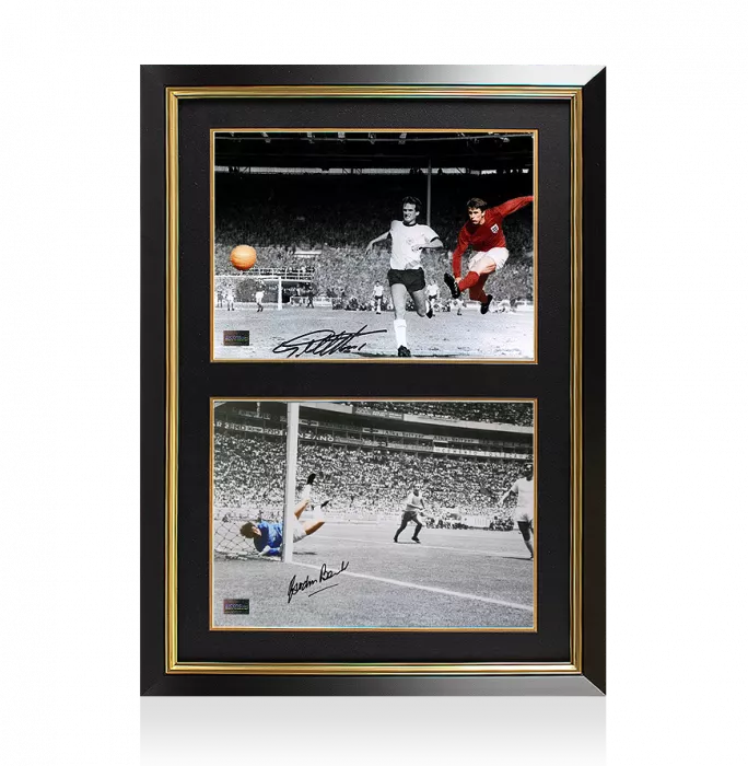 Icons Sir Geoff Hurst & Gordon Banks Signed England Photos In Dual Photo Frame