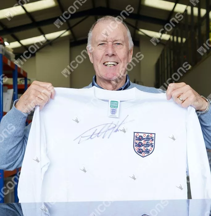 Icons Sir Geoff Hurst Official 1966 FIFA World Cup™ Front Signed And Framed England 1966 Home Shirt