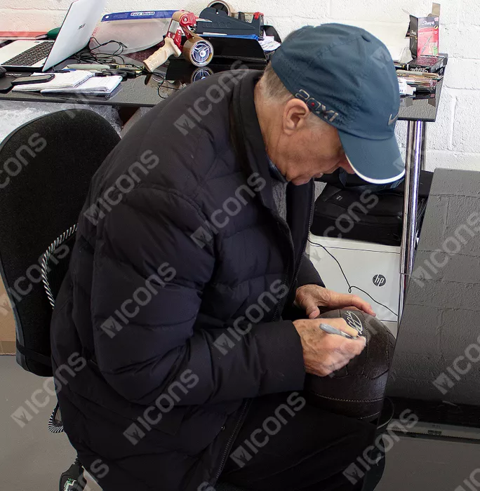 Icons Sir Geoff Hurst Official 1966 FIFA World Cup™ Signed Brown Leather Football In Acrylic Case