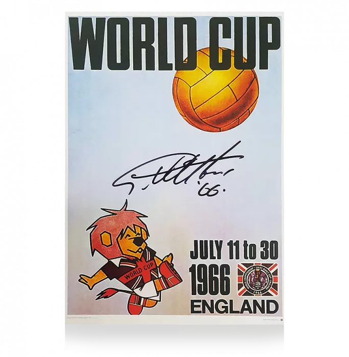 icons Sir Geoff Hurst Signed 1966 FIFA World Cup Poster