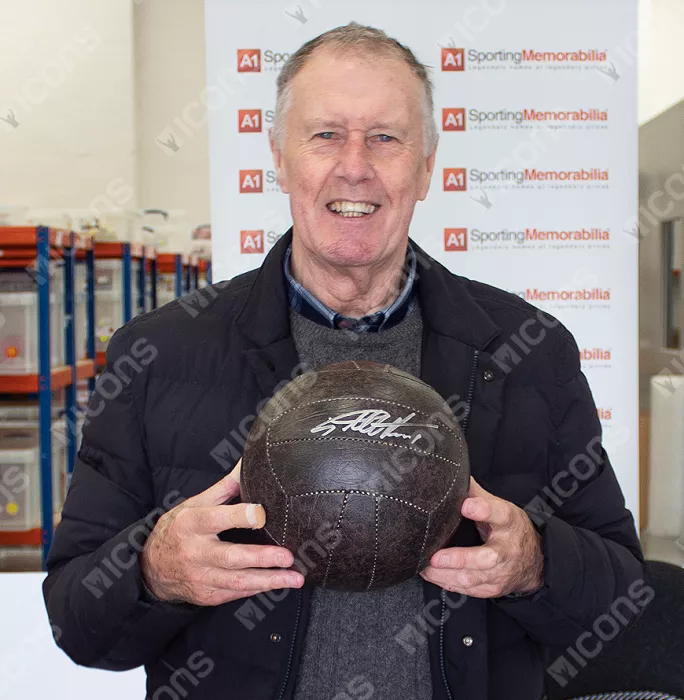 Icons Sir Geoff Hurst Signed Brown Leather Football In Acrylic Case