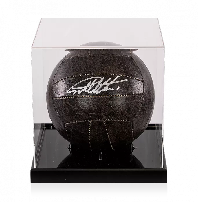 icons Sir Geoff Hurst Signed Brown Leather Football In Acrylic Case