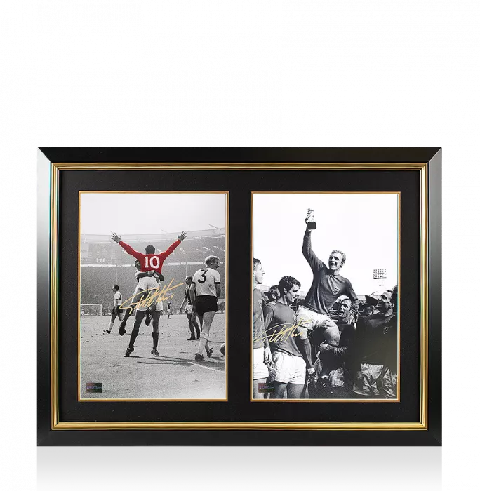 icons Sir Geoff Hurst Signed England Photos In Dual Photo Frame