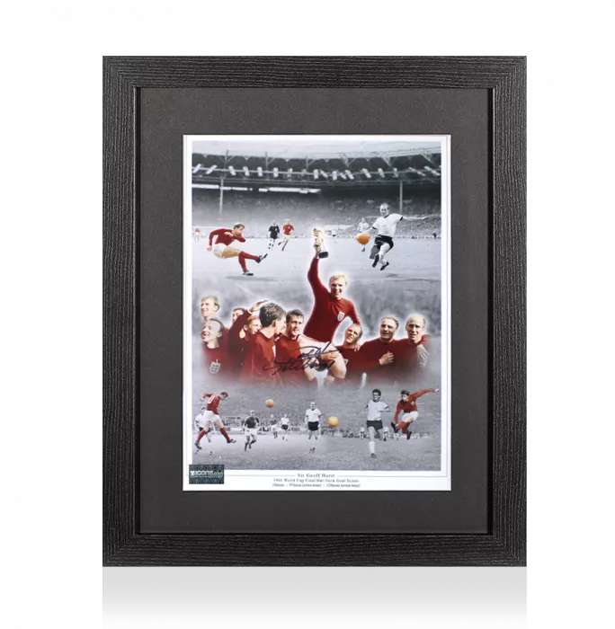 icons Sir Geoff Hurst Signed Photo In Black Wooden Frame: 1966 World Cup Final Hat Trick Goalscorer