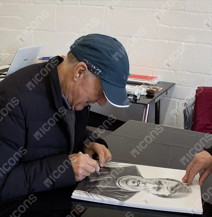 Icons Sir Geoff Hurst Signed Tribute Artwork In Black Wooden Frame