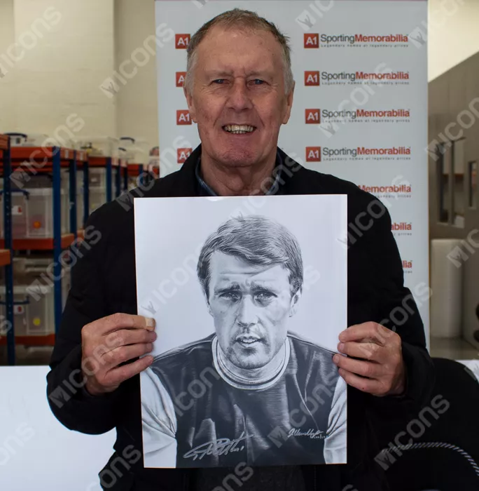 Icons Sir Geoff Hurst Signed Tribute Artwork In Black Wooden Frame