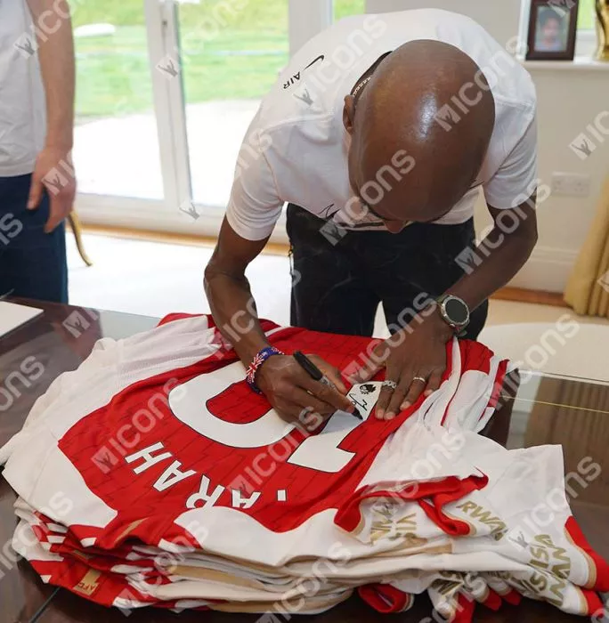 Icons Sir Mo Farah Back Signed Arsenal 2023-24 Home Shirt In Classic Frame