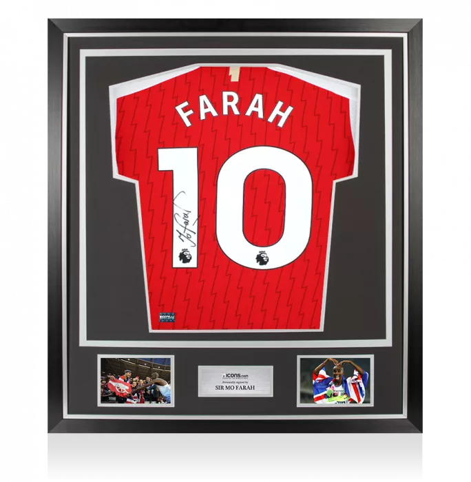 icons Sir Mo Farah Back Signed Arsenal 2023-24 Home Shirt In Classic Frame