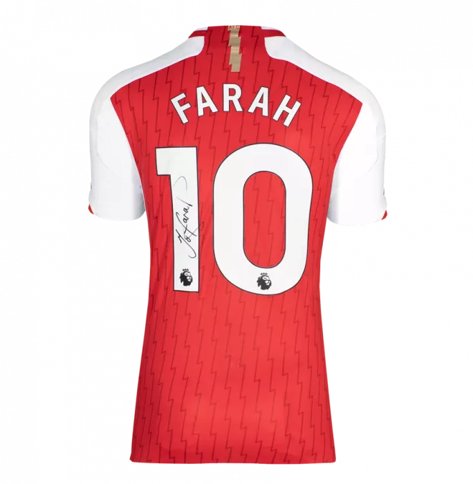 Icons Sir Mo Farah Back Signed Arsenal 2023-24 Home Shirt In Hero Frame: Option 1