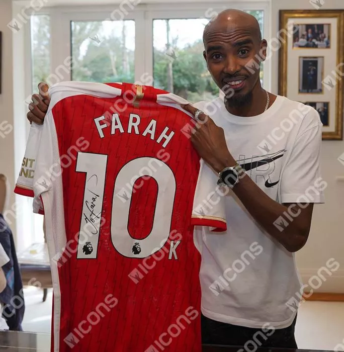 Icons Sir Mo Farah Back Signed Arsenal 2023-24 Home Shirt: 10k Edition