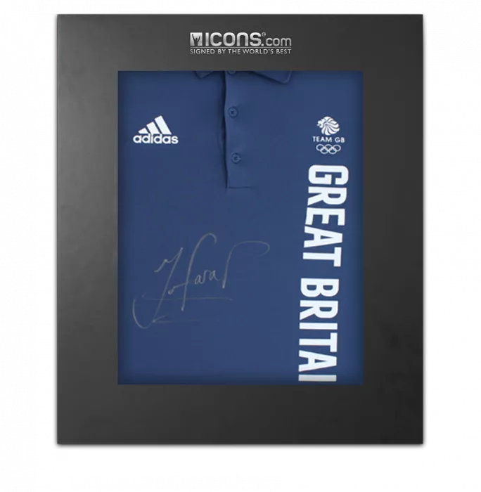 icons Sir Mo Farah Front Signed adidas Team GB Polo Shirt In Deluxe Packaging