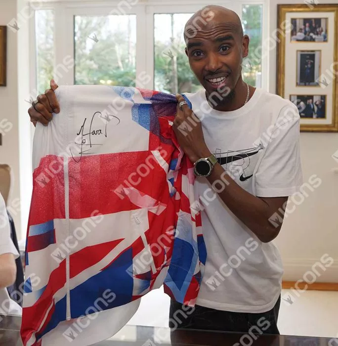 Icons Sir Mo Farah Front Signed Team GB Podium Jacket In Hero Frame: Option 1