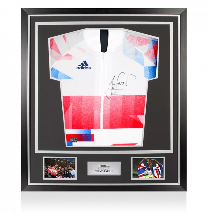 icons Sir Mo Farah Front Signed Team GB Podium Jacket In Classic Frame