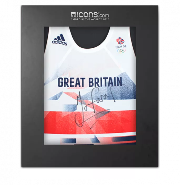 icons Sir Mo Farah Front Signed Team GB Running Vest In Deluxe Packaging