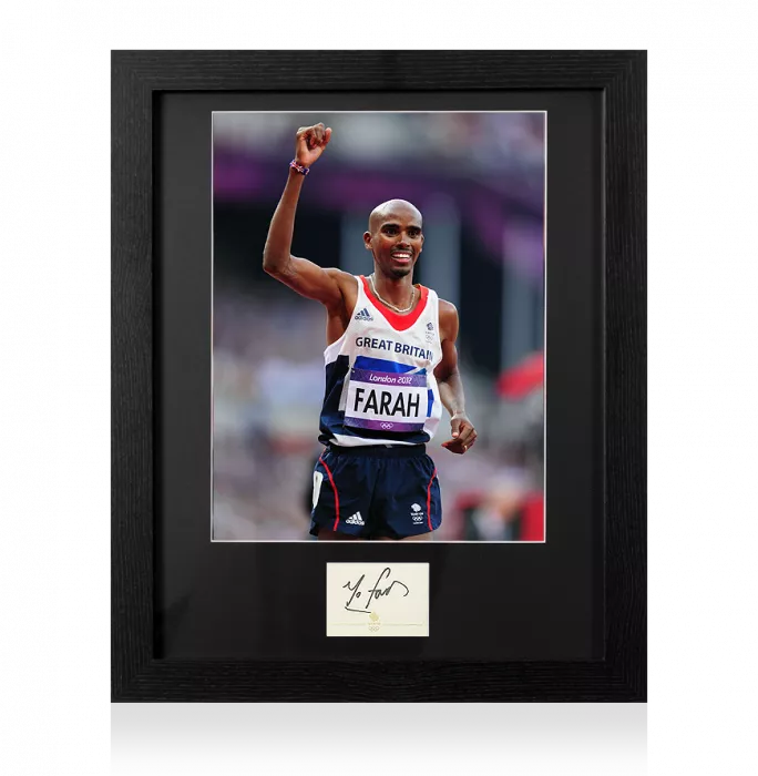 icons Sir Mo Farah Signed 2012 London Olympics Card and Photo Frame: Option 2