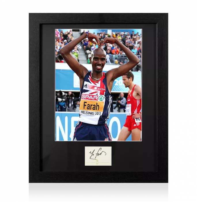icons Sir Mo Farah Signed 2012 London Olympics Card and Photo Frame: Option 3