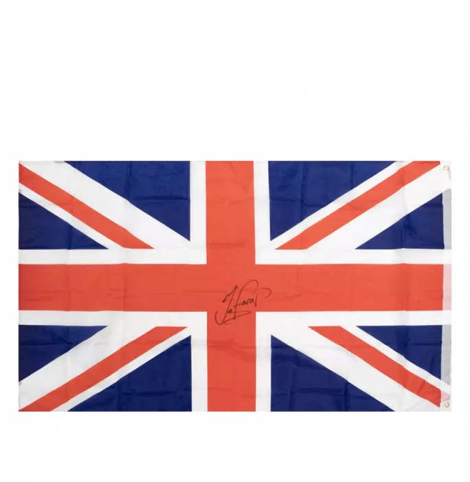 Icons Sir Mo Farah Signed And Framed Union Jack Flag