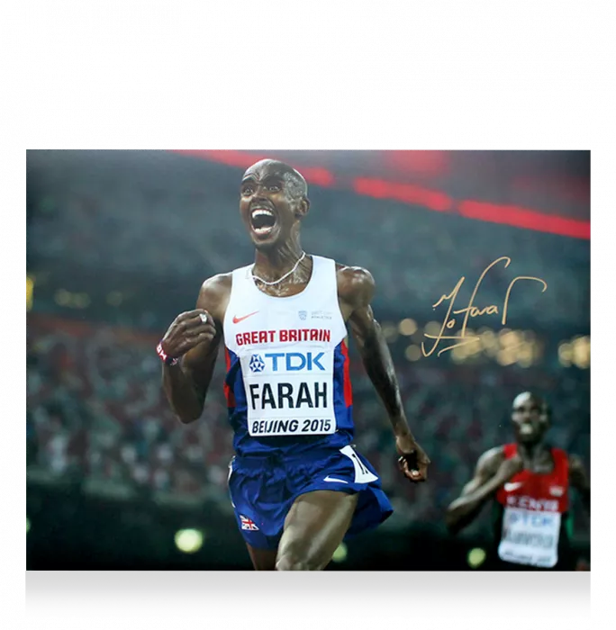 Icons Sir Mo Farah Signed Photo In Black Wooden Frame: Beijing 2015 Men's 10 000m Gold