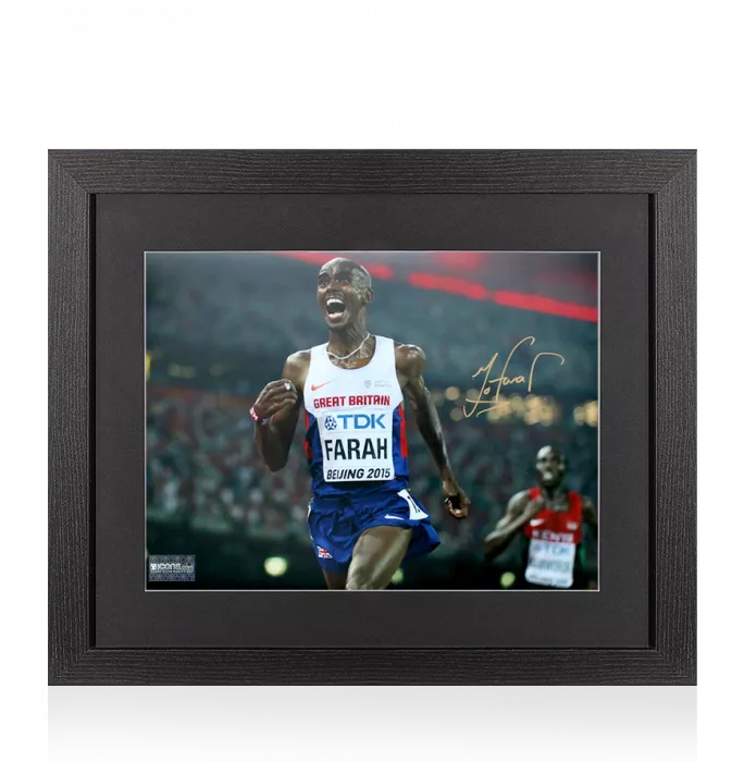 icons Sir Mo Farah Signed Photo In Black Wooden Frame: Beijing 2015 Men's 10 000m Gold