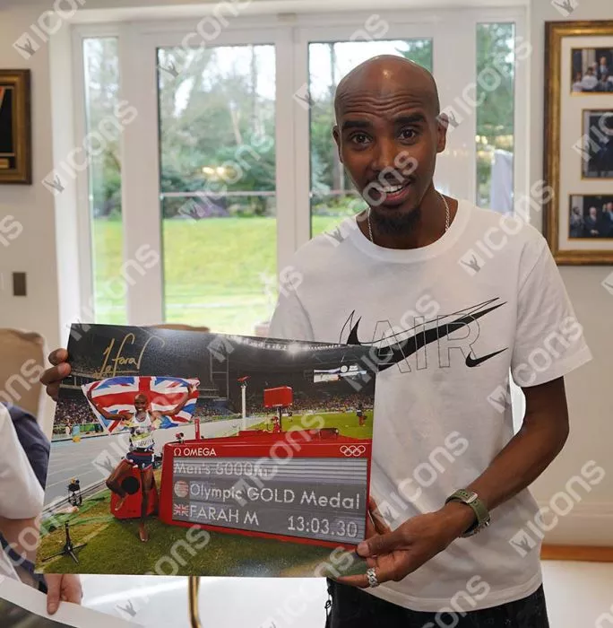 Icons Sir Mo Farah Signed Photo In Black Wooden Frame: Rio 2016 Men's 5 000m Gold