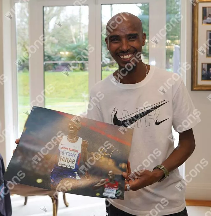 Icons Sir Mo Farah Signed Photo In Premium Photo Frame: Beijing 2015 Men's 10 000m Gold