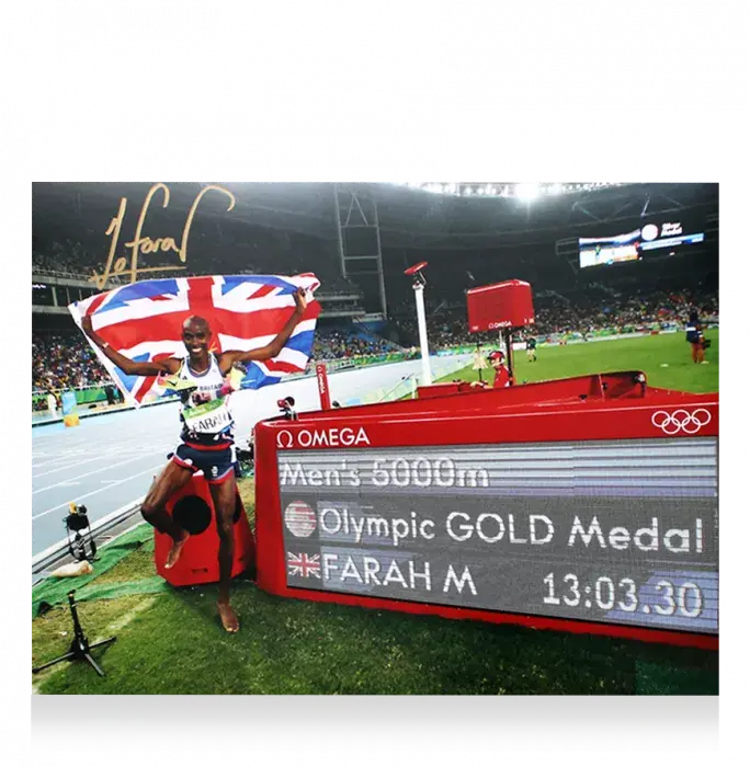Icons Sir Mo Farah Signed Photo In Premium Photo Frame: Rio 2016 Men's 5 000m Gold