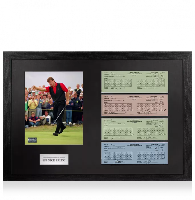 Icons Sir Nick Faldo 1992 Muirfield Open Scorecards In Champion Golfer Of The Year Frame