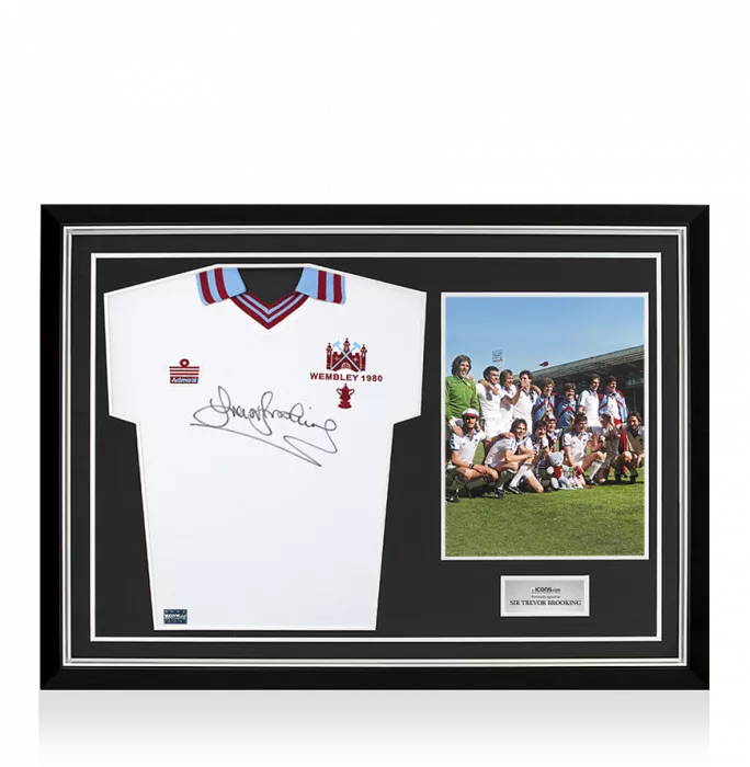 Icons Sir Trevor Brooking Front Signed West Ham Shirt - 1980 FA Cup Final Winner In Hero Frame: Option 1