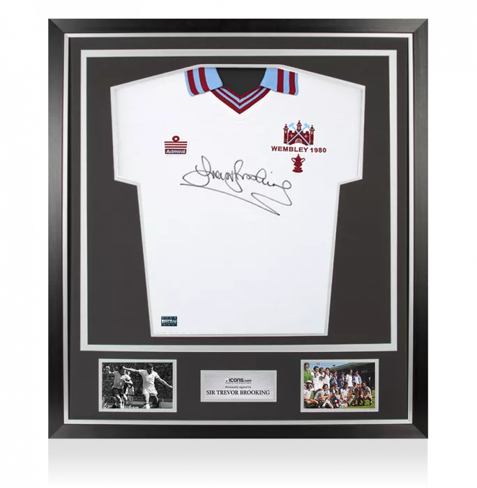 icons Sir Trevor Brooking Front Signed West Ham Shirt - 1980 FA Cup Final Winner In Classic Frame