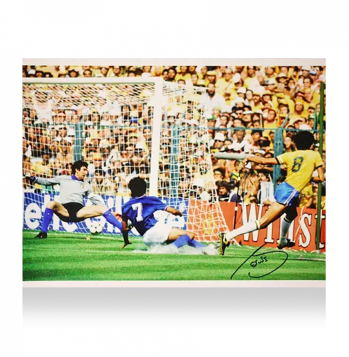 Icons Socrates Signed Brazil Photo: 1982 FIFA World Cup Goal Vs Italy