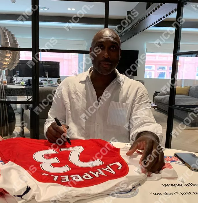 Icons Sol Campbell Back Signed Arsenal Home Shirt In Hero Frame: Option 1