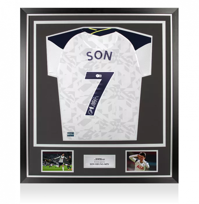 icons Son Heung-min Back Signed Tottenham Hotspur 2020-21 Home Shirt In Classic Frame