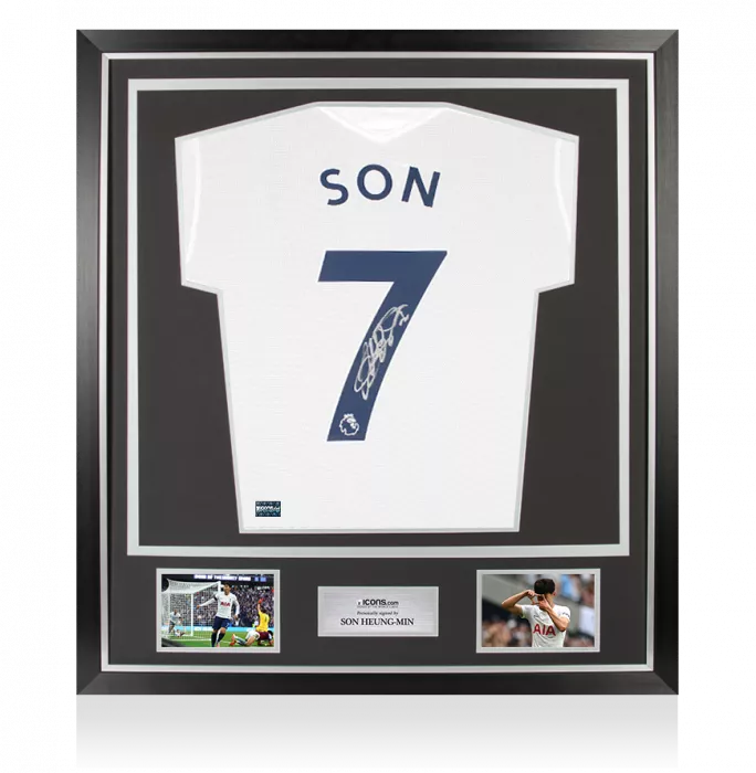 icons Son Heung-min Back Signed Tottenham Hotspur 2021-22 Home Shirt In Classic Frame