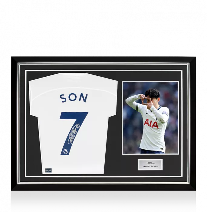 icons Son Heung-min Back Signed Tottenham Hotspur 2022-23 Home Shirt In Hero Frame: Option 1