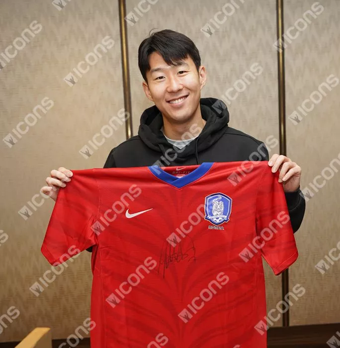 Icons Son Heung-min Front Signed Korea Republic 2010-12 Home Shirt In Classic Frame
