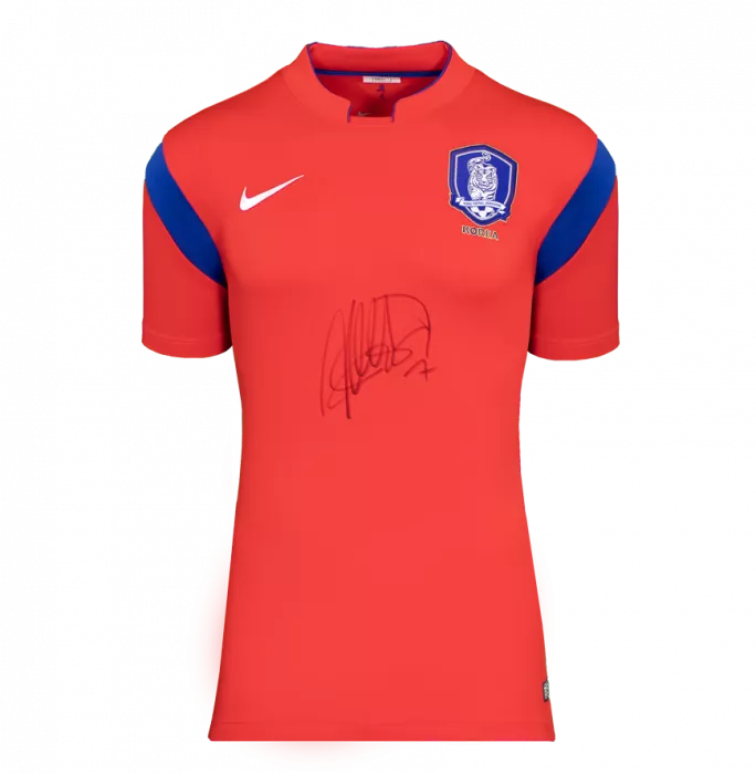 Icons Son Heung-min Front Signed Korea Republic 2014-15 Home Shirt In Classic Frame