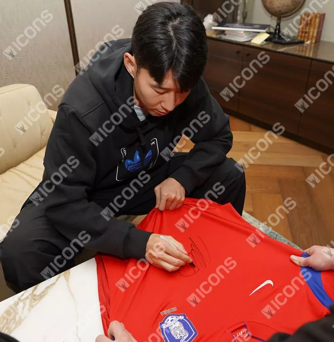 Icons Son Heung-min Front Signed Korea Republic 2014-15 Home Shirt In Classic Frame