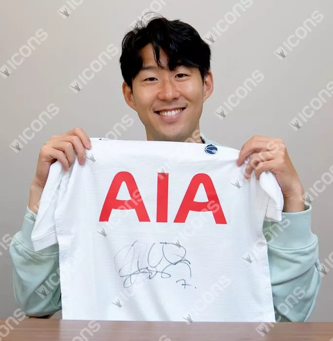 Icons Son Heung-min Front Signed Tottenham Hotspur 2021-22 Home Shirt In Hero Frame: Option 1